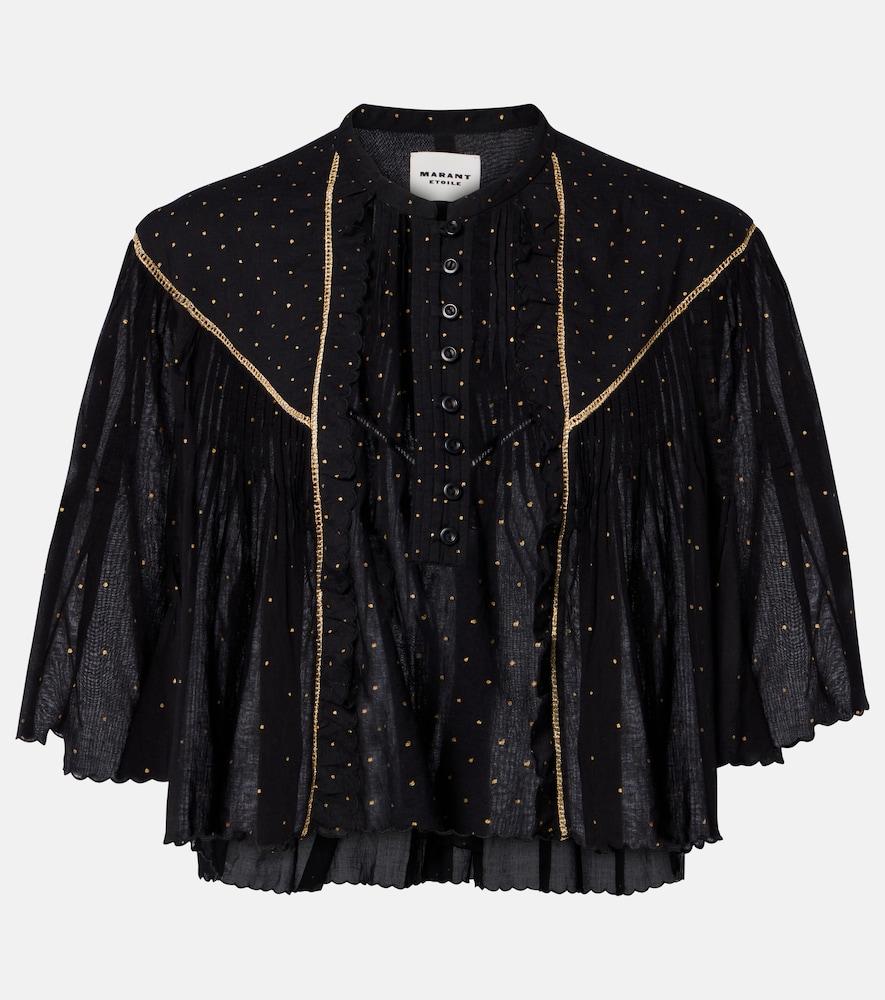 marant etoile veenia embellished cropped cotton top