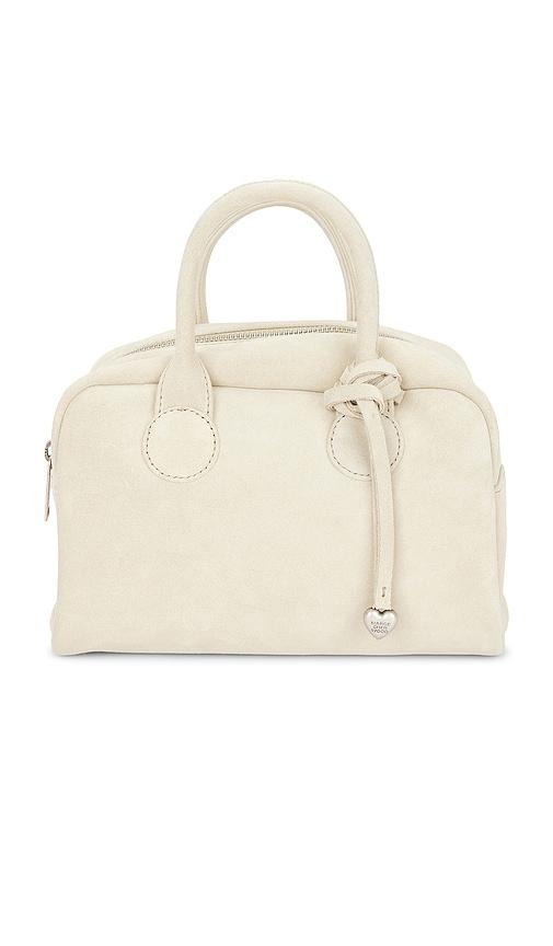 margesherwood soft bowling top handle bag in cream.