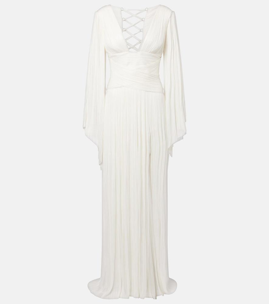 maria lucia hohan alana b plissé silk maxi dress