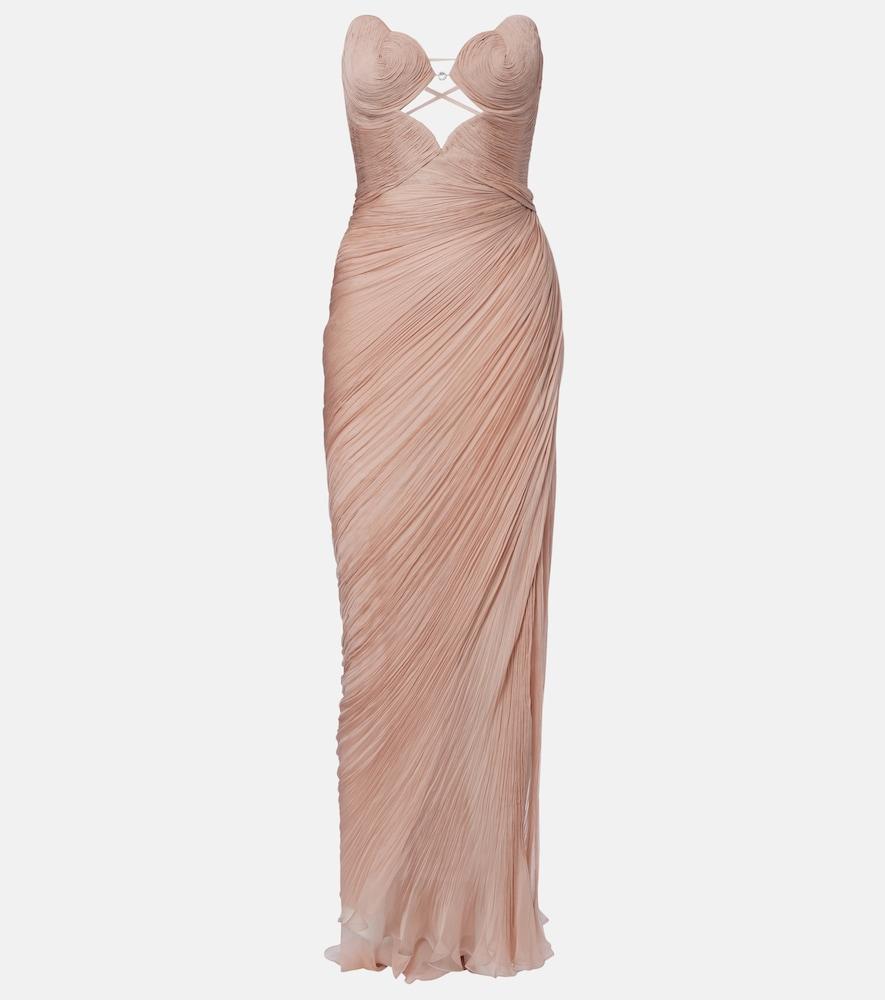 maria lucia hohan ananda pleated silk muslin bustier gown