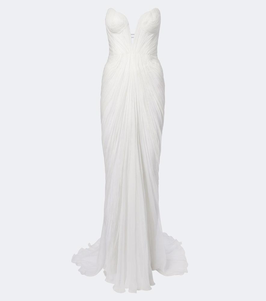 maria lucia hohan cecilia draped silk muslin bustier gown