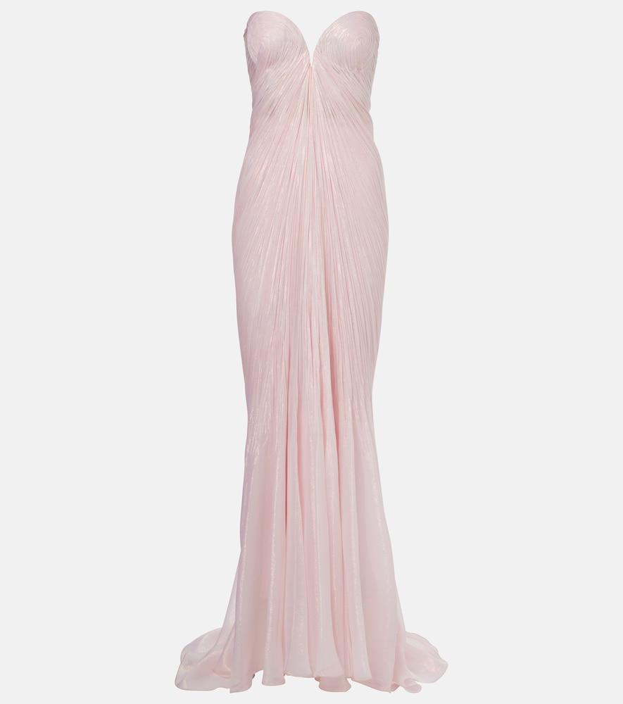maria lucia hohan meilien pleated silk-blend chiffon gown