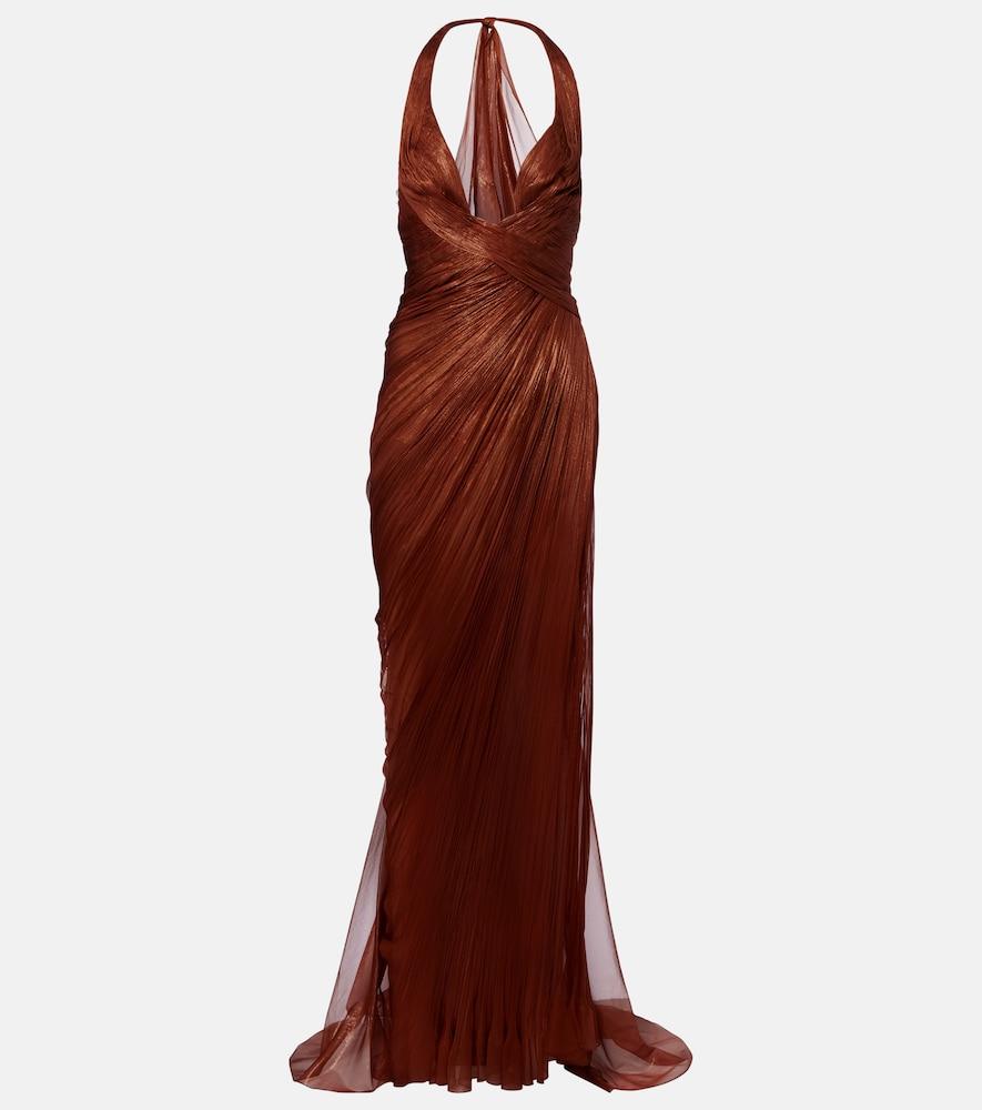 maria lucia hohan milagros halterneck silk muslin gown