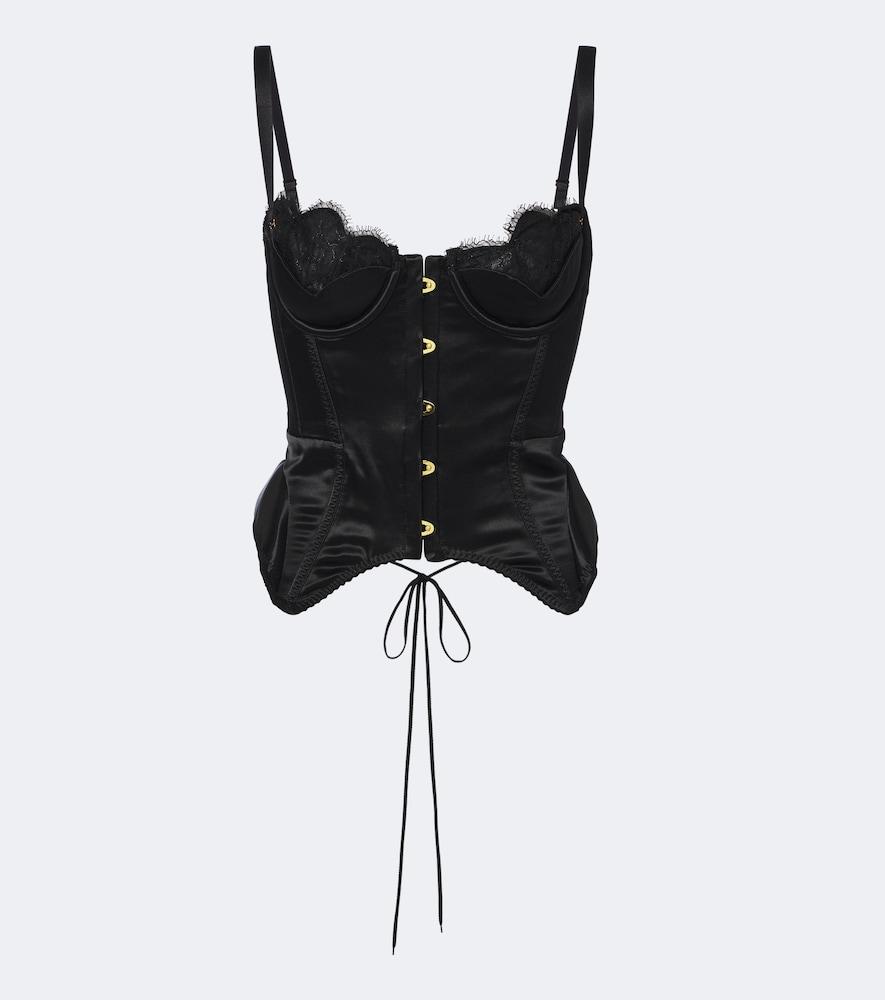 maria lucia hohan samya lace-trimmed satin bustier top