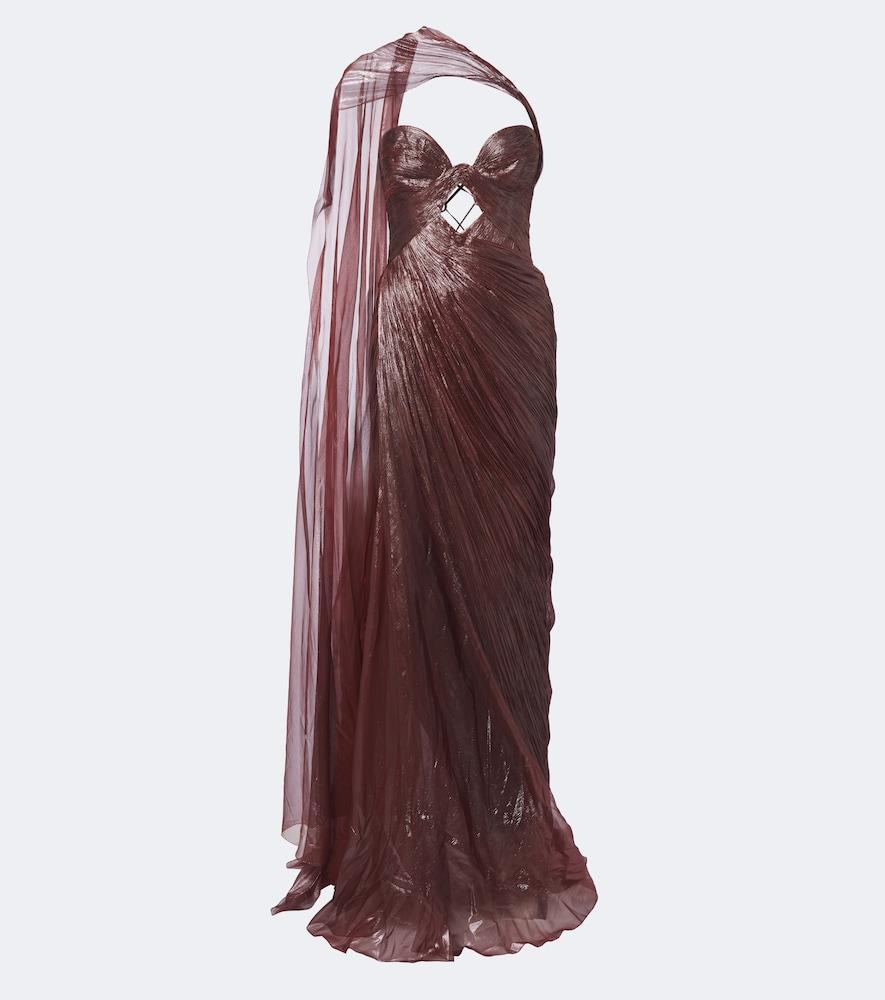 maria lucia hohan zephyra scarf-detail silk bustier gown