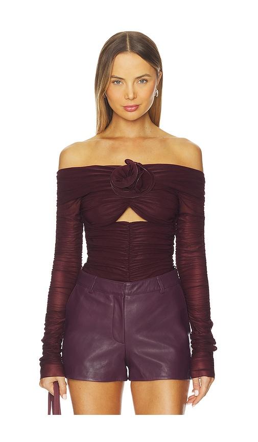 marianna senchina flower bloom bodysuit in burgundy. - size l (also in xs, s, m)