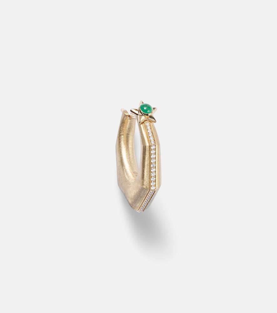 marie lichtenberg baba large 18kt gold single earring with diamonds and emerald