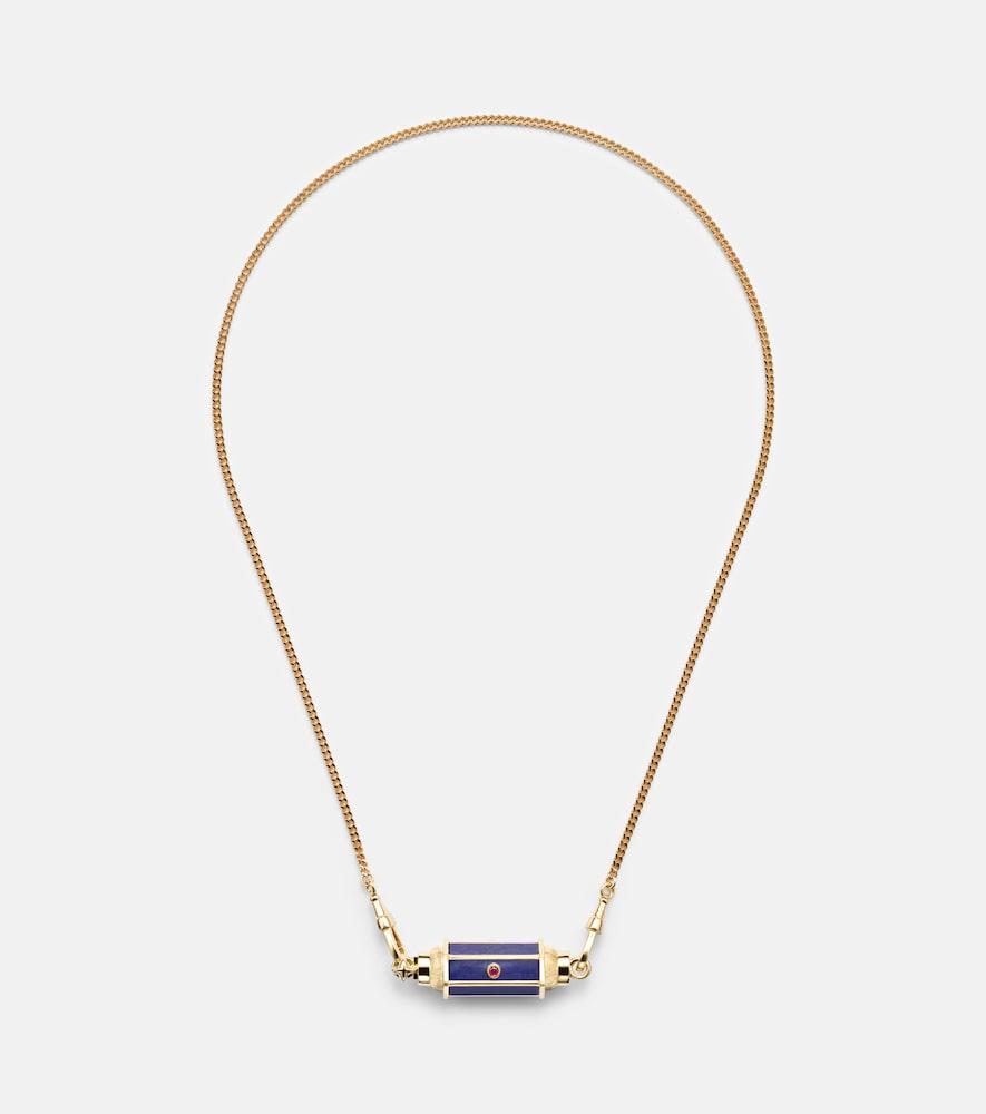 marie lichtenberg baby 18kt gold pendant necklace with lapis and rubies