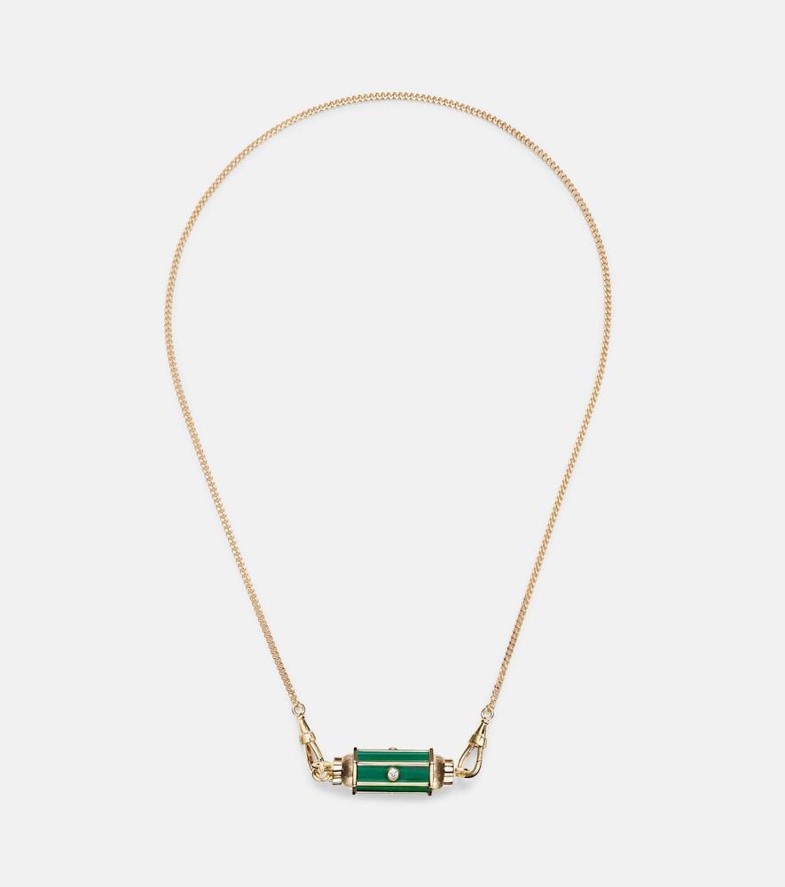 marie lichtenberg baby locket 18kt gold pendant necklace with malachite and diamonds