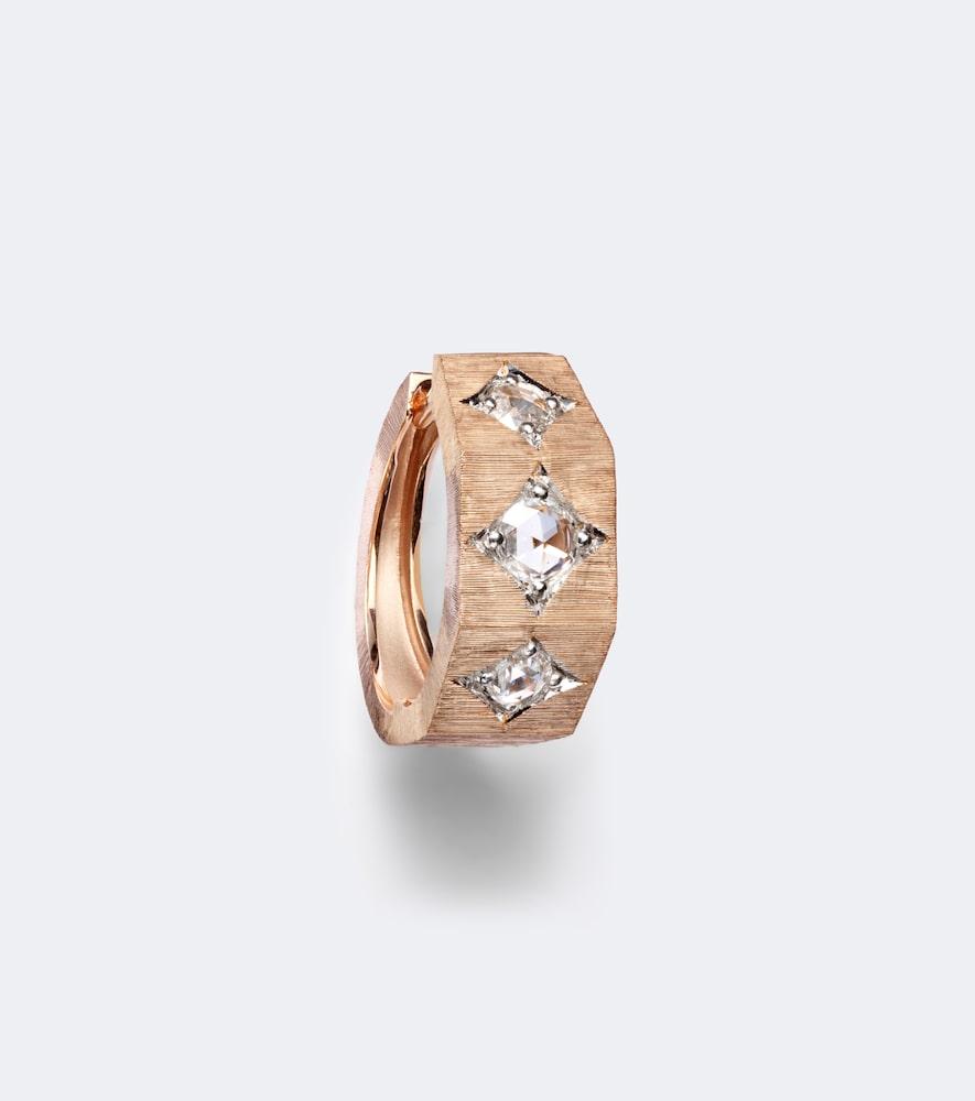 marie lichtenberg ecrou 18kt rose gold single hoop earring with diamonds