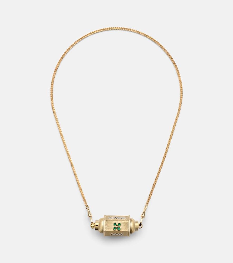 marie lichtenberg good things 18kt gold locket necklace with emeralds