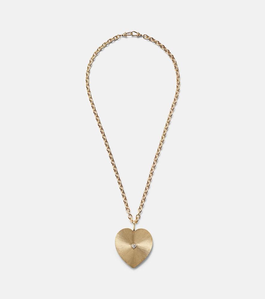 marie lichtenberg heart jumbo 18kt gold pendant necklace with diamond