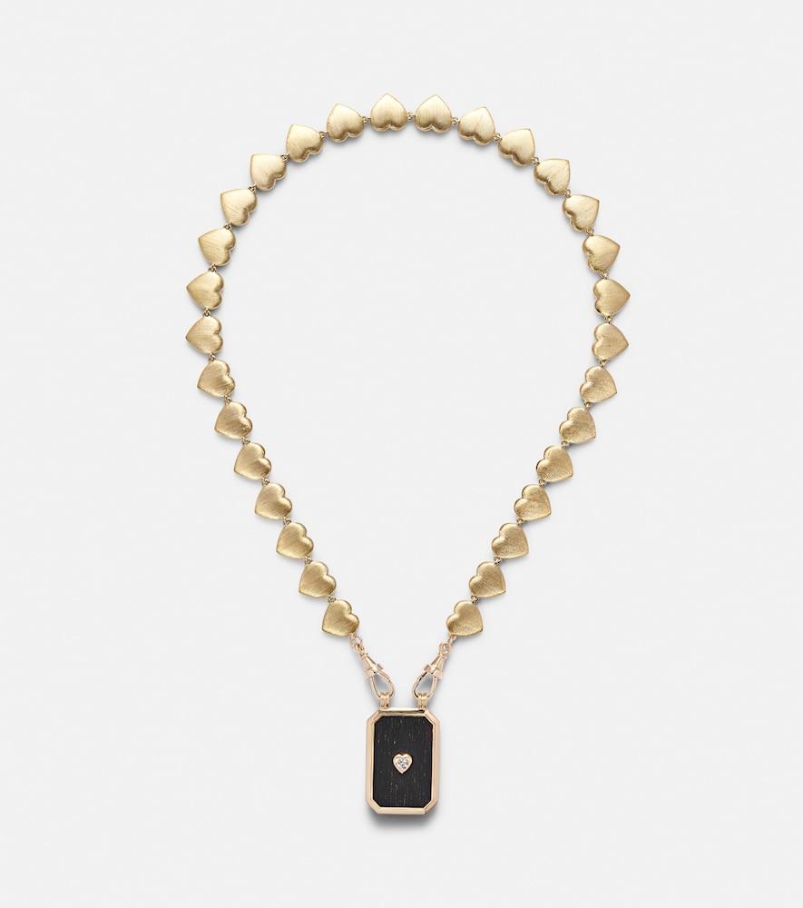 marie lichtenberg heart scapular 18kt gold and ebony pendant necklace with diamond
