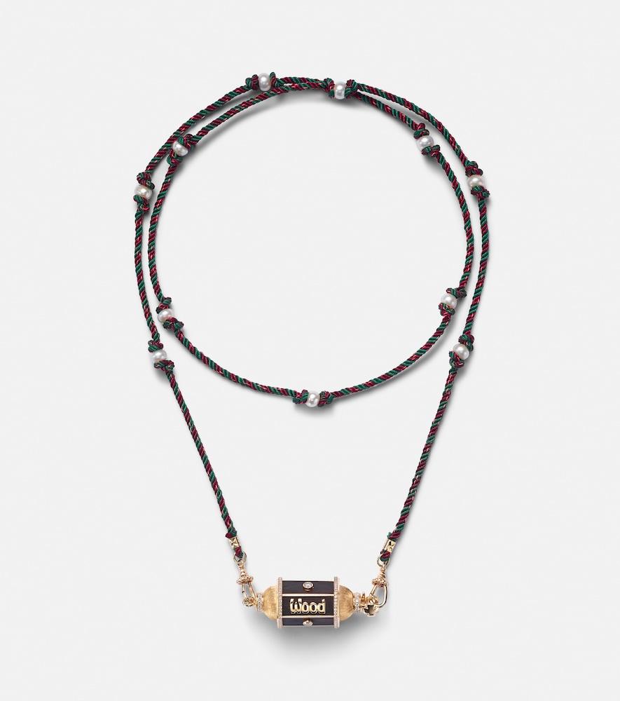 marie lichtenberg knock on wood 18kt gold locket necklace with diamonds and pearls