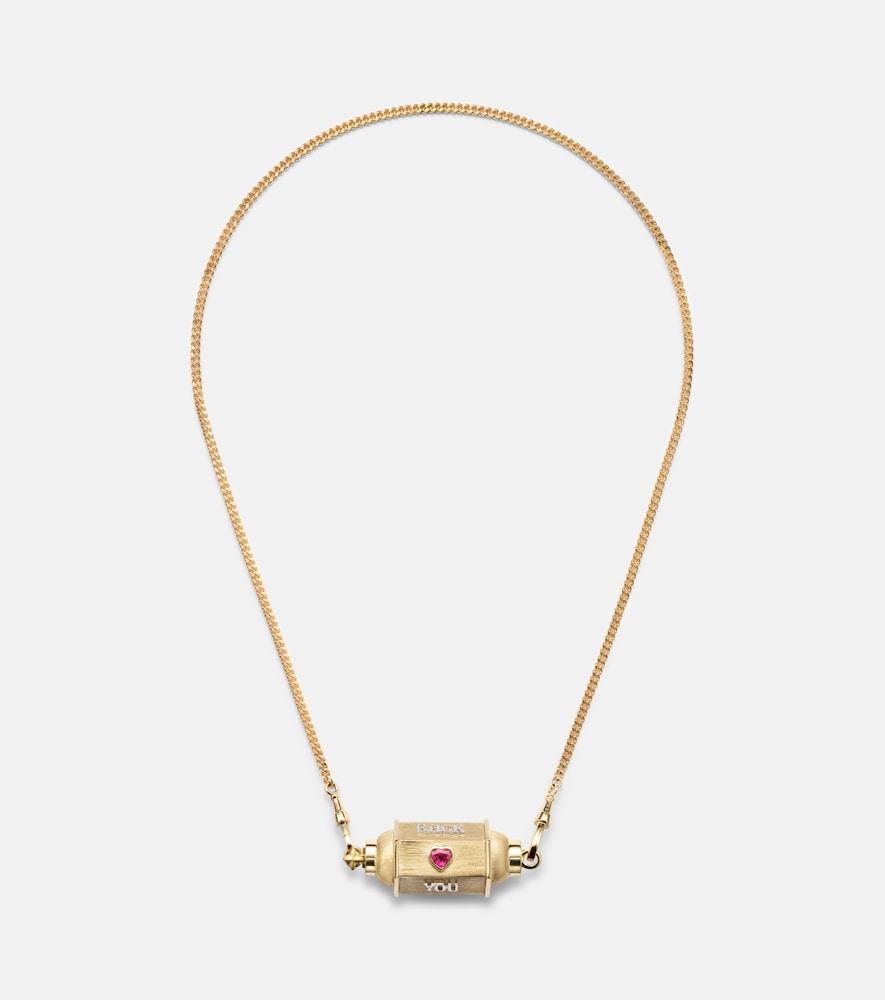 marie lichtenberg love you 18kt gold locket necklace with diamond and ruby