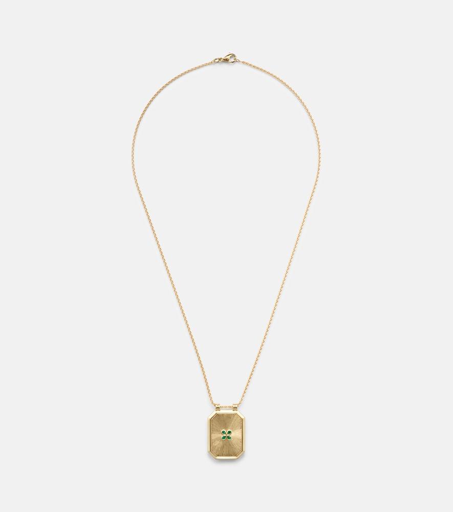 marie lichtenberg luck 18kt gold pendant necklace with emerald