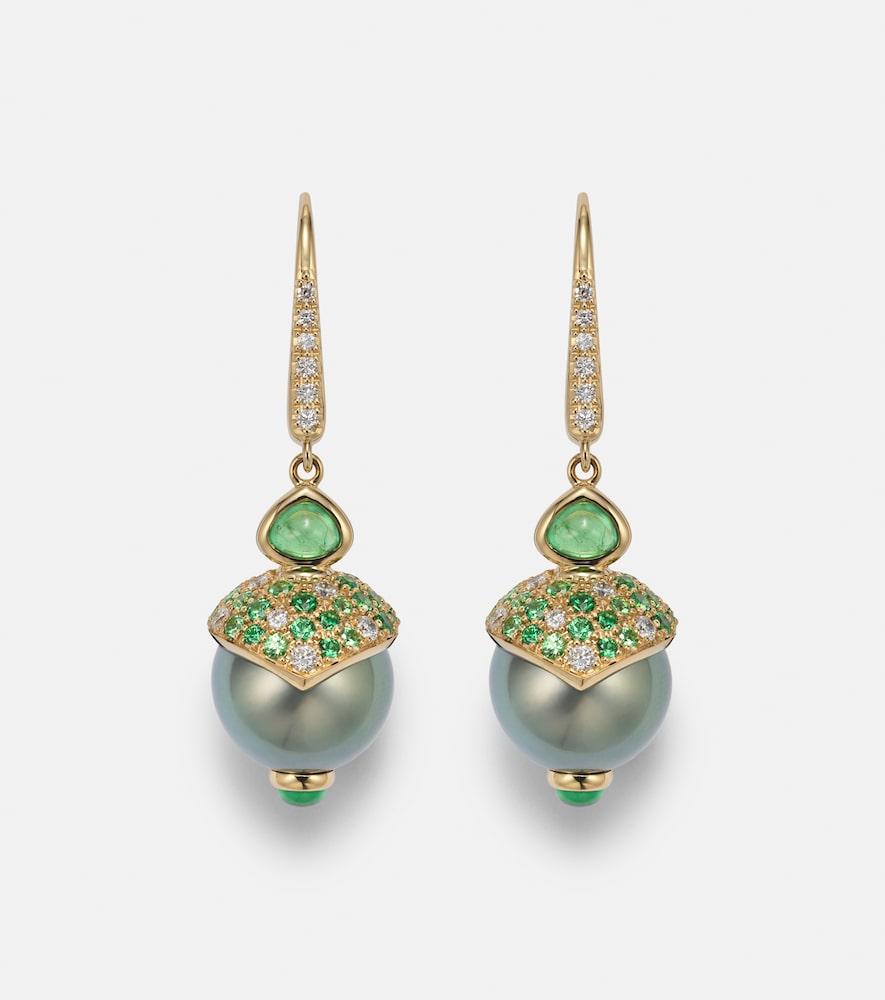 marina b 18kt gold drop earrings with gemstones