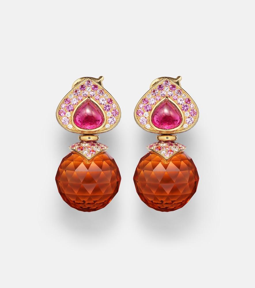 marina b acilla 18kt gold drop earrings with gemstones