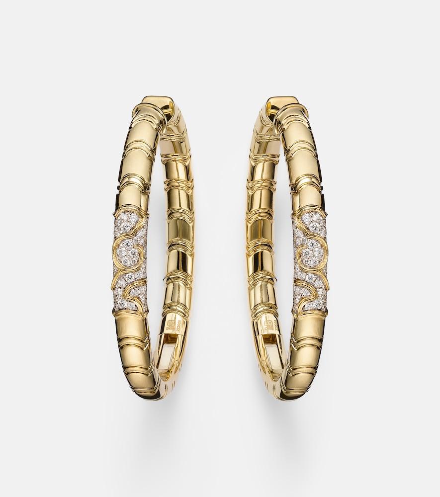 marina b ondine 18kt yellow gold hoop earrings with diamonds