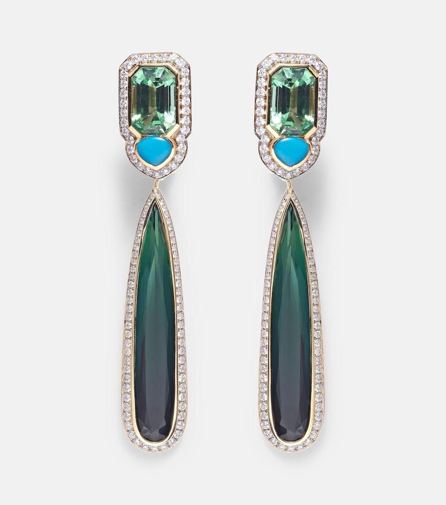 marina b quarta 18kt gold drop earrings with diamonds and gemstones
