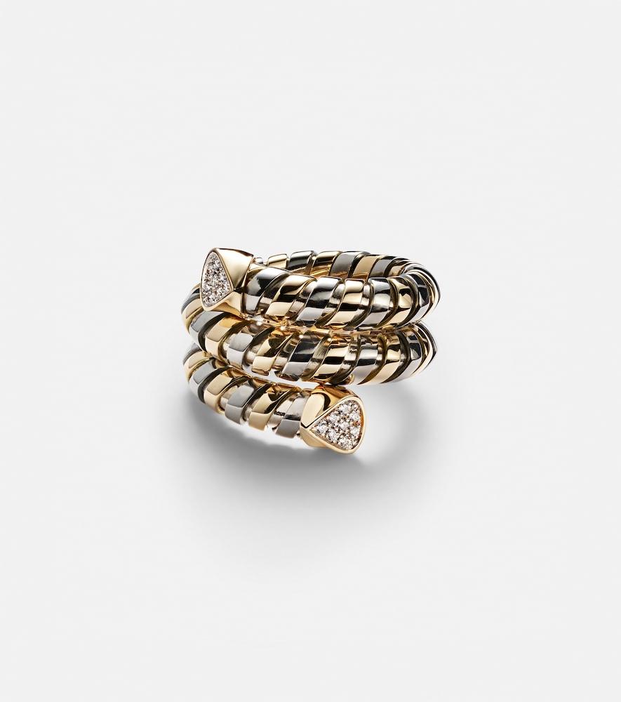marina b trisola 18kt gold and titanium ring with diamonds