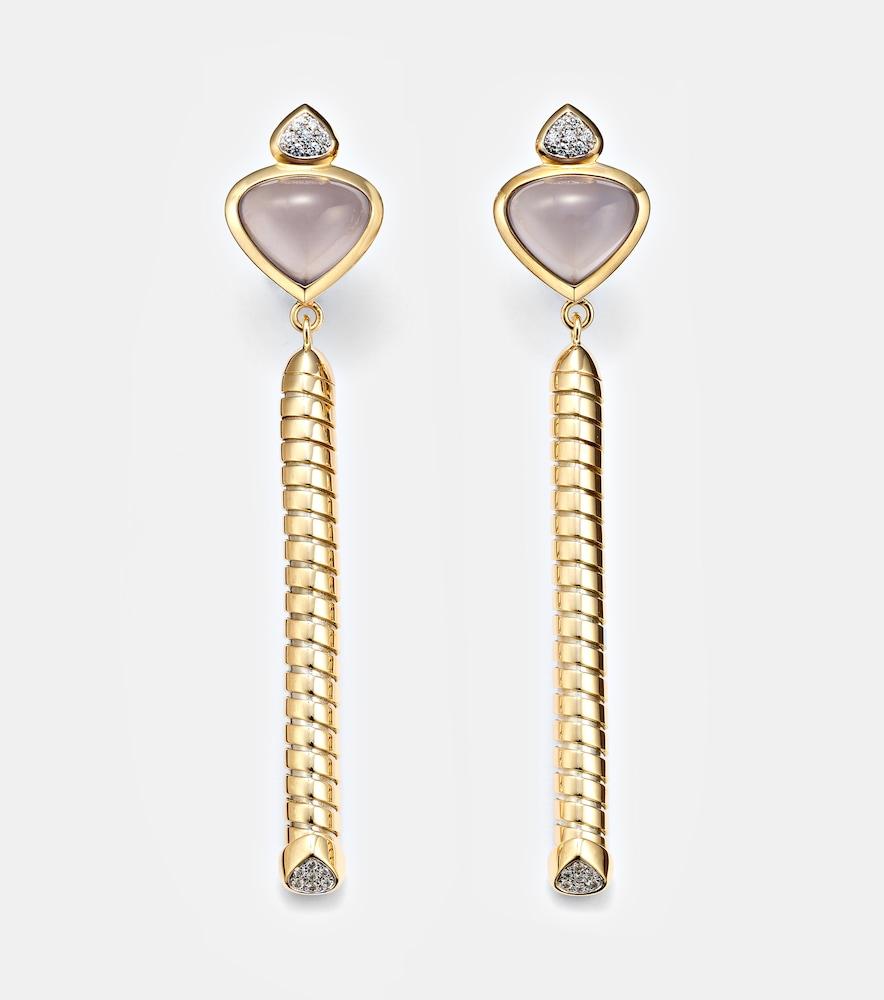 marina b trisolina 18kt gold drop earrings with chalcedony and diamonds