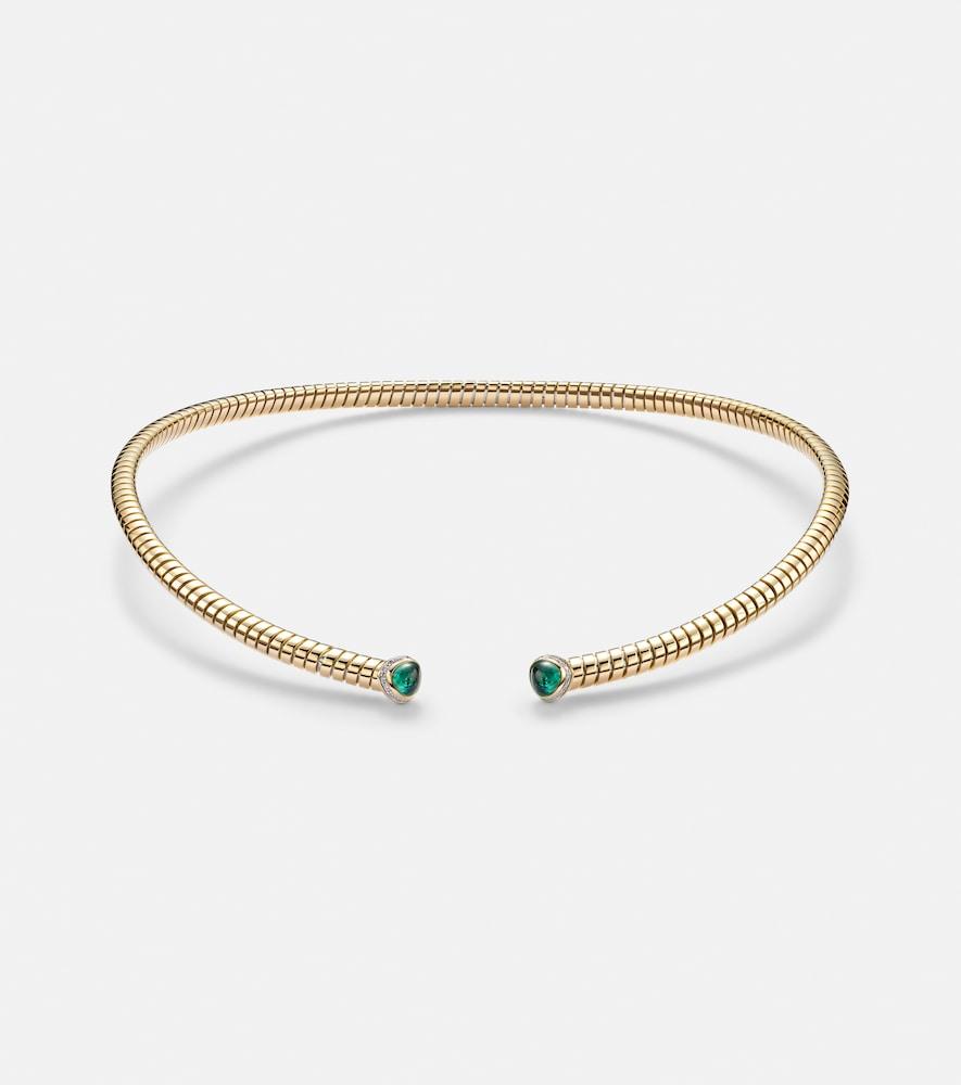 marina b trisolina 18kt gold necklace with emeralds and diamonds