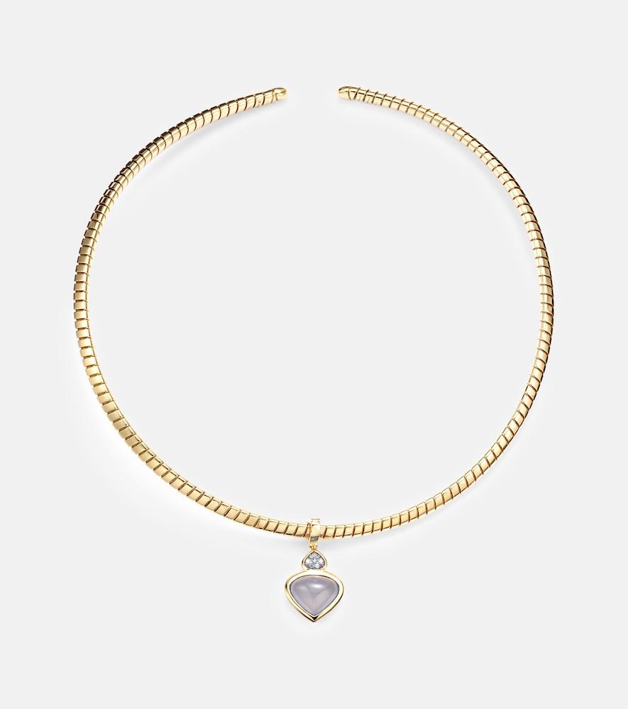 marina b trisolina 18kt gold pendant necklace with chalcedony and diamonds