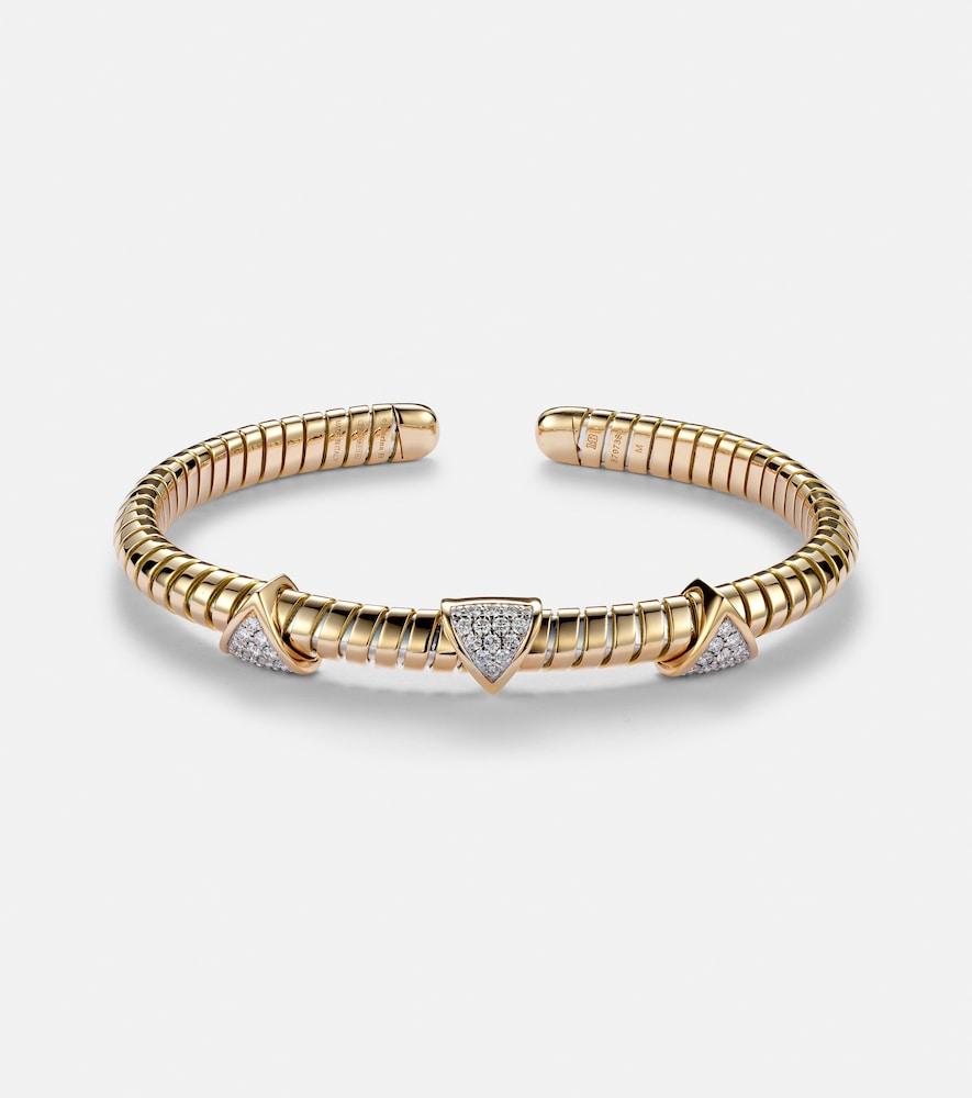 marina b trisolina 3 station 18kt gold cuff bracelet with diamonds