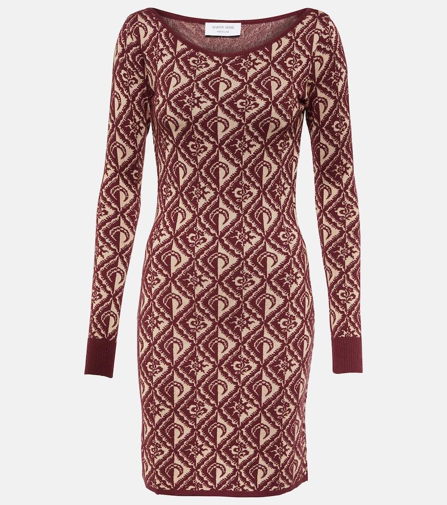 marine serre moon diamant jacquard wool-blend minidress