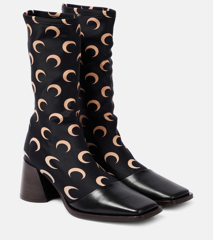 marine serre printed leather-trimmed sock boots