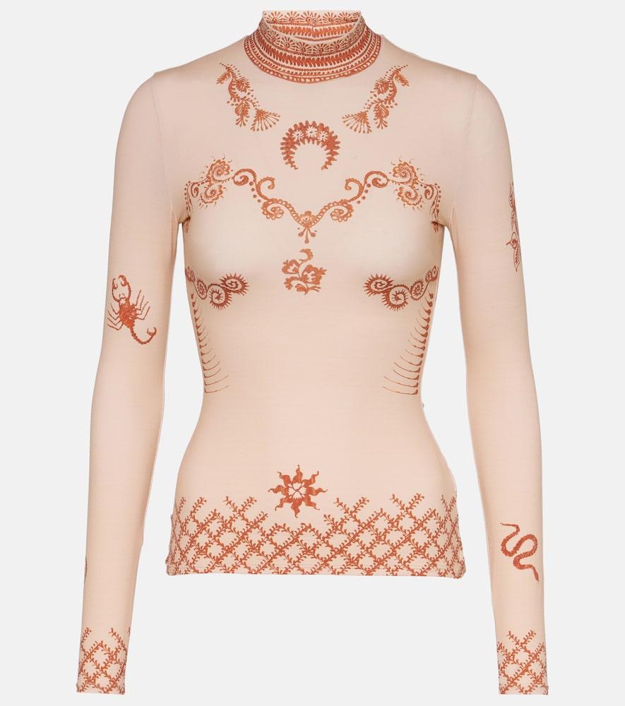 marine serre regenerated second skin jersey top