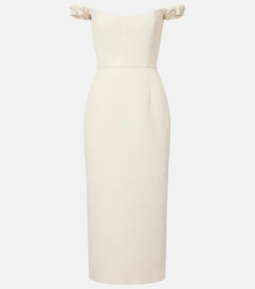 markarian bridal amina wool-blend jacquard midi dress