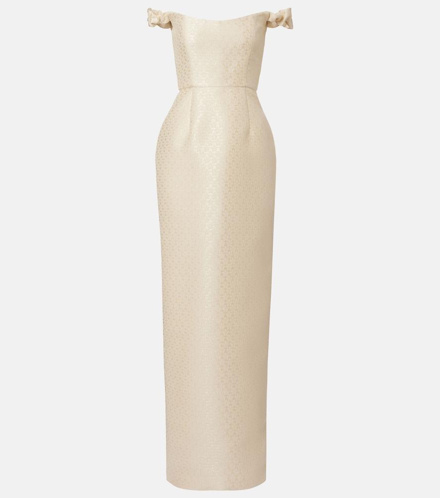 markarian bridal yolanda brocade off-shoulder gown