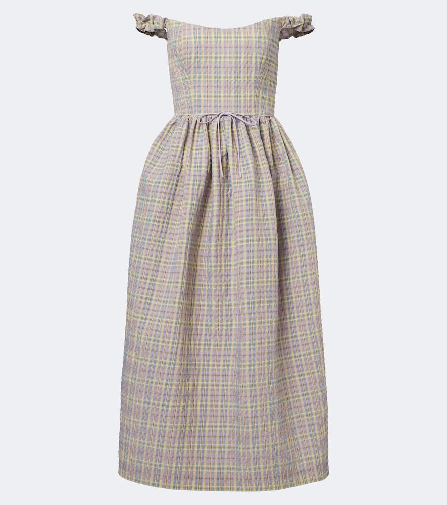 markarian ginger off-shoulder seersucker bustier dress
