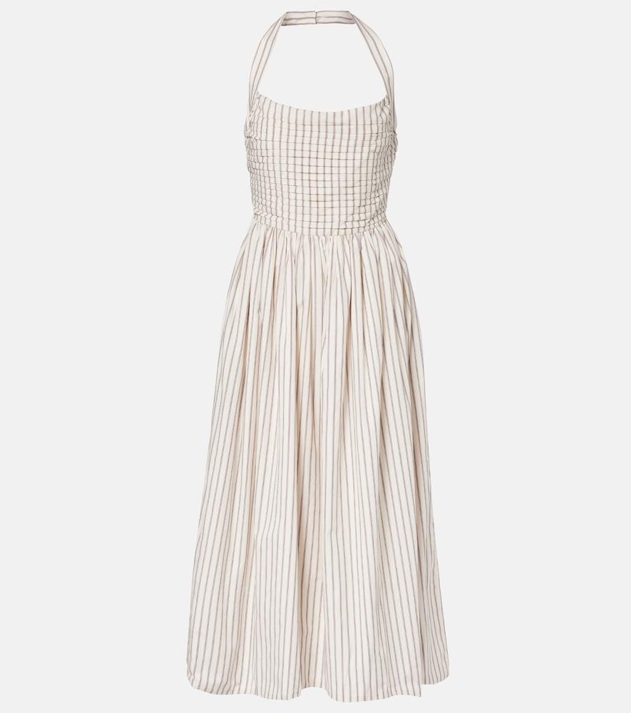 markarian halterneck striped cotton midi dress
