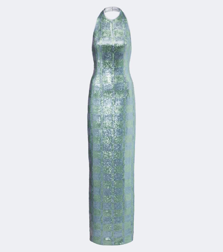 markarian nerine gingham sequined gown