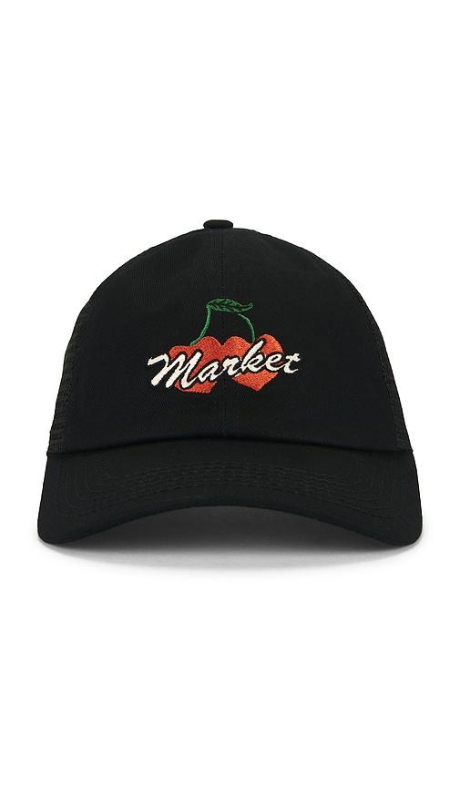 market double cherries trucker hat in black.