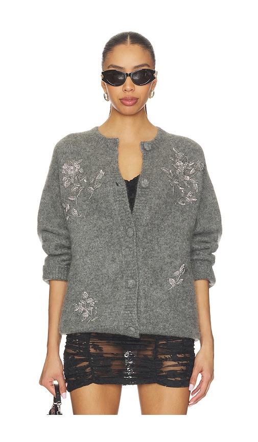 markgong beaded mohair knit cardigan in grey. - size m (also in s)