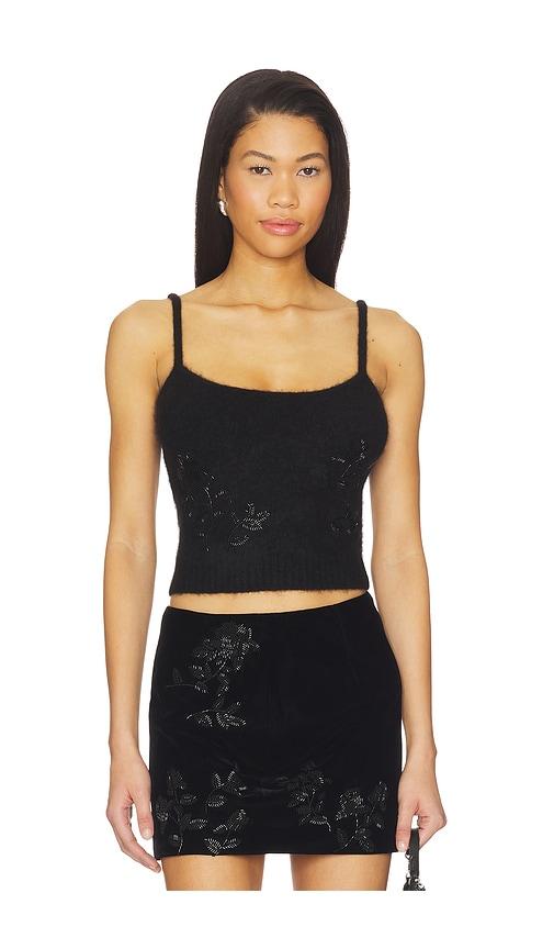 markgong beaded mohair knit top in black. - size l (also in s, m)