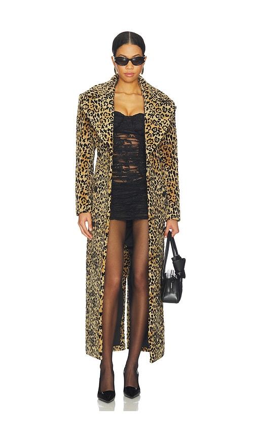markgong jacquard fitted-waist coat in tan. - size 36/4 (also in 40/8)