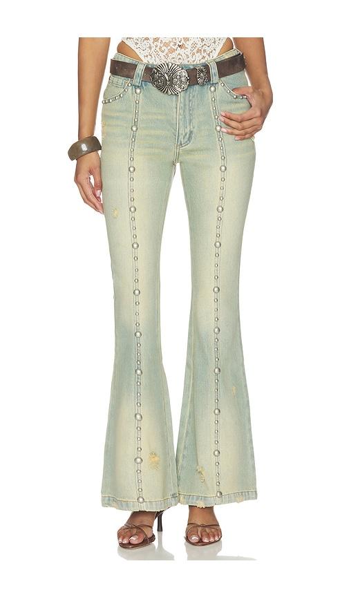 markgong studded flared jeans in blue. - size 34/2 (also in 36/4, 38/6, 40/8, 42/10)