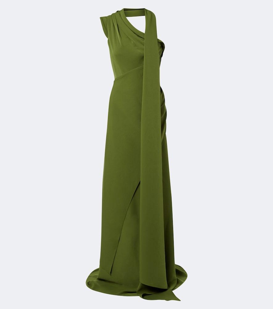 marmar halim draped scarf-detail bustier gown