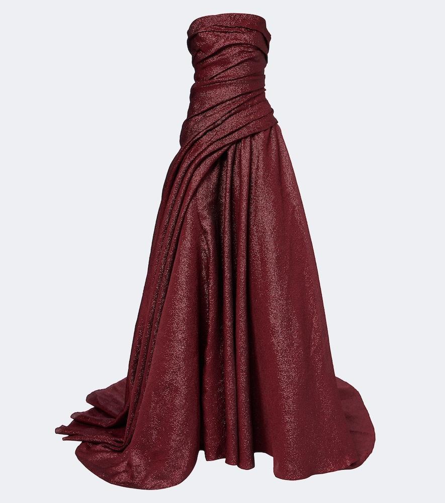 marmar halim draped strapless bustier gown