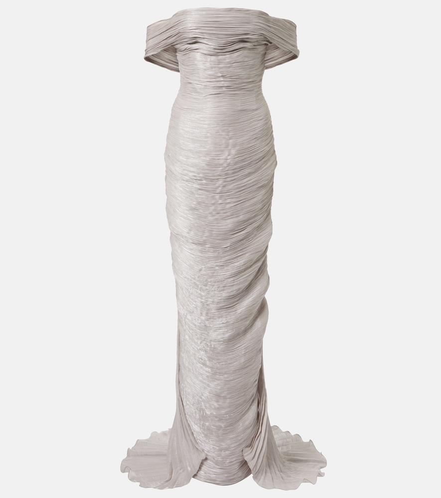marmar halim off-shoulder pleated bustier gown