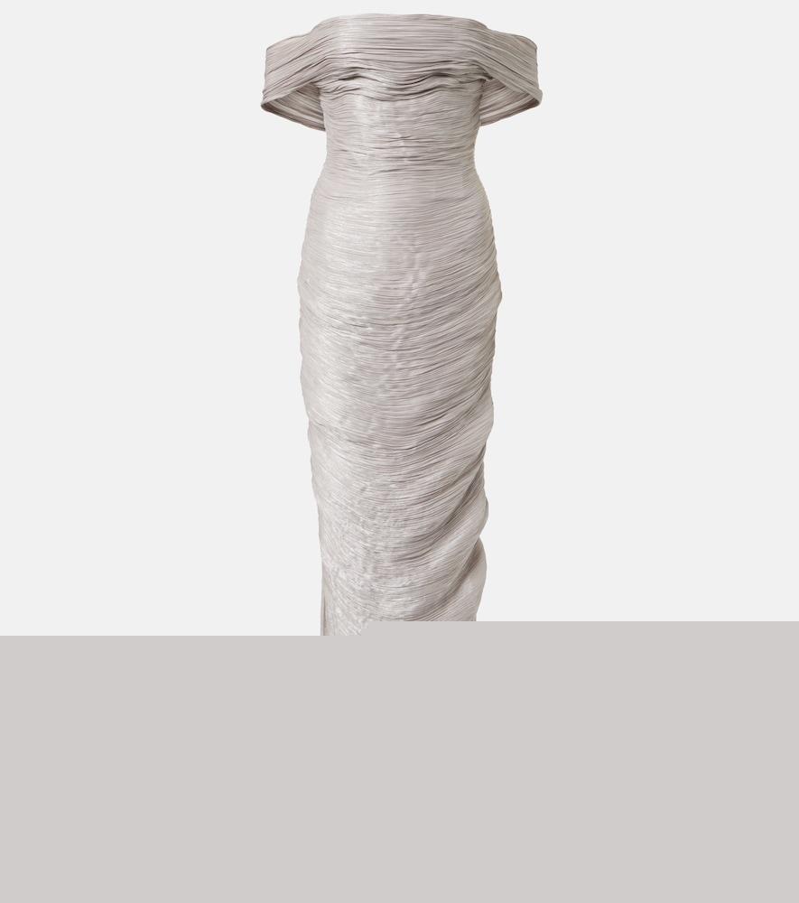 marmar halim off-shoulder pleated bustier gown