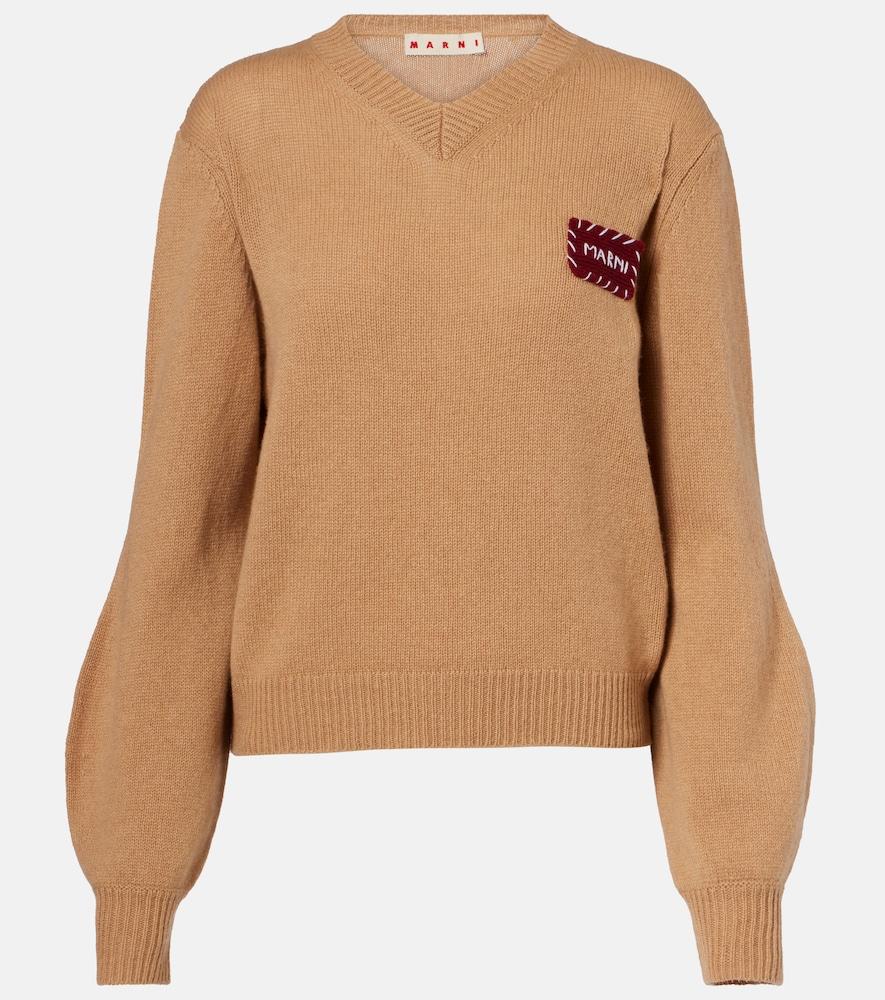 marni patch-appliqué cashmere sweater