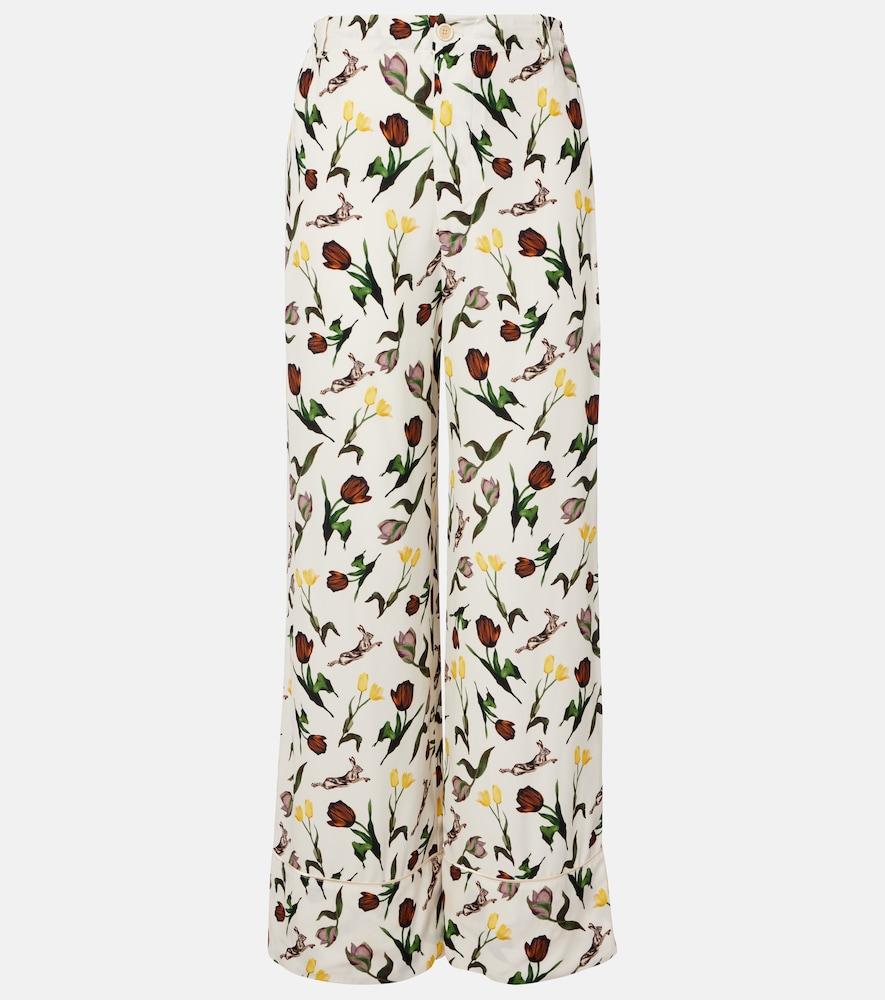 marni printed silk palazzo pants