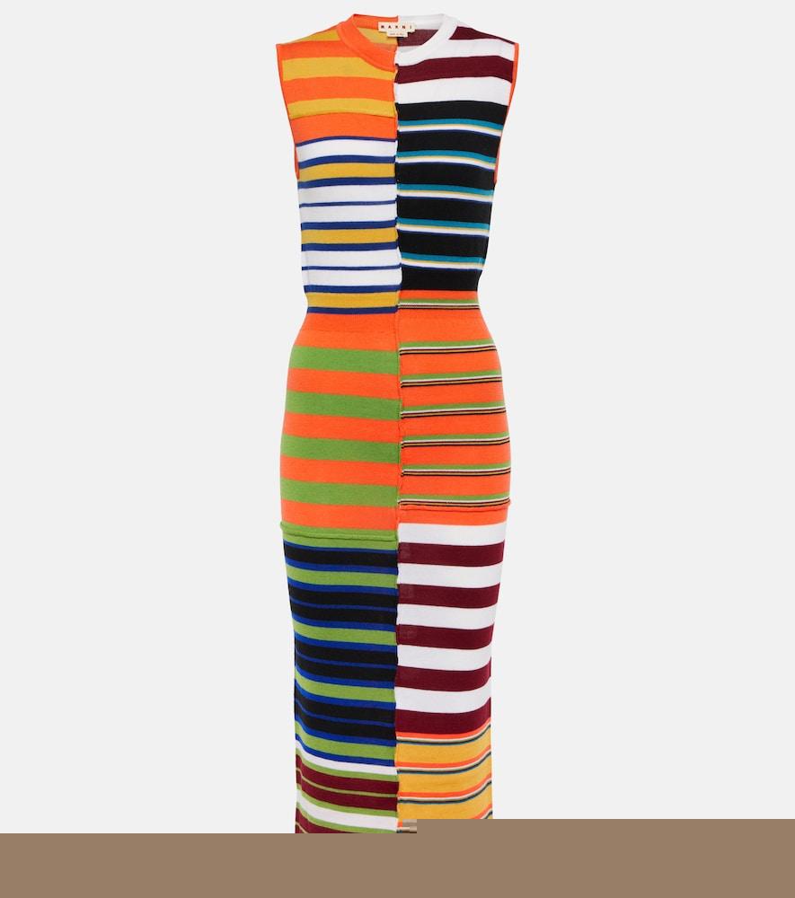 marni striped wool midi dress