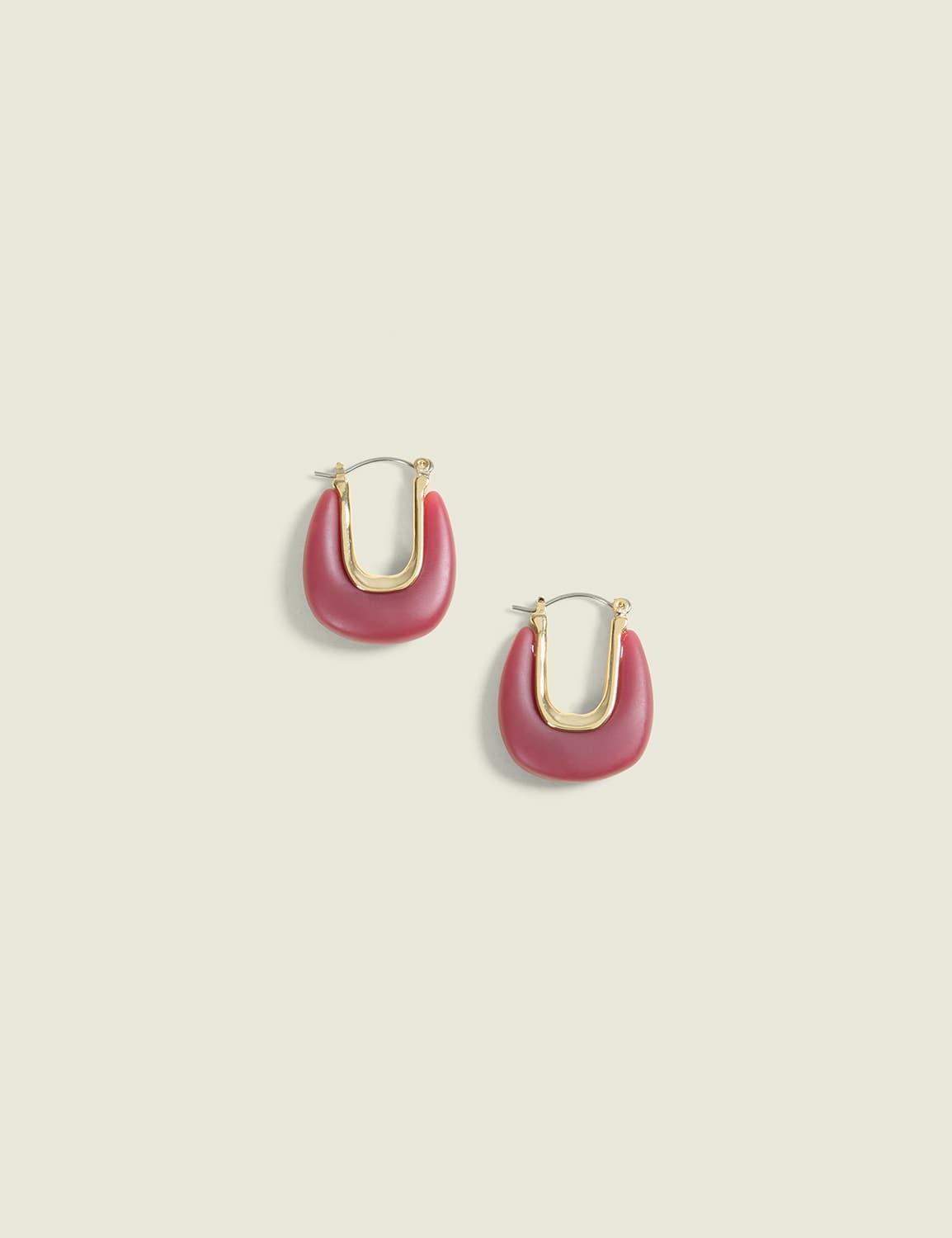 maroon & goldtone organic hoop earrings